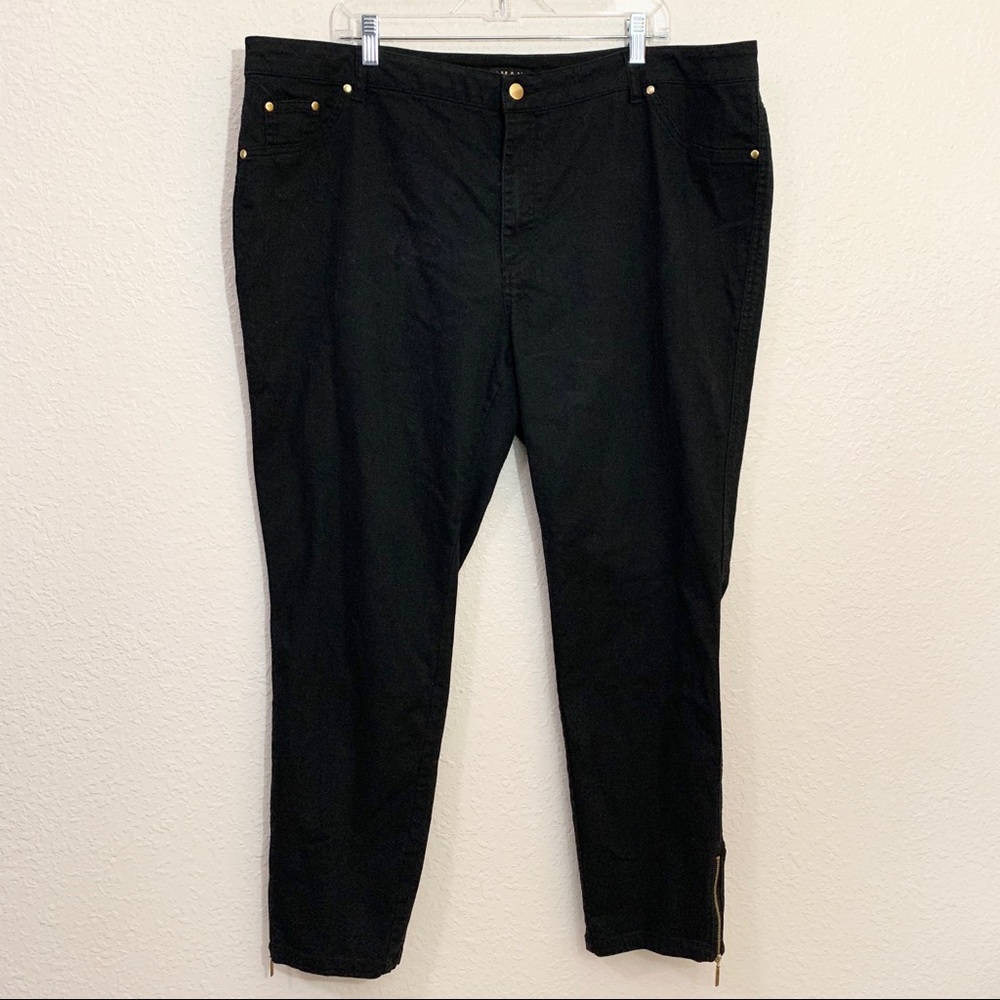 IMAN Black Skinny Ankle Zip Jeans Plus Size 22W